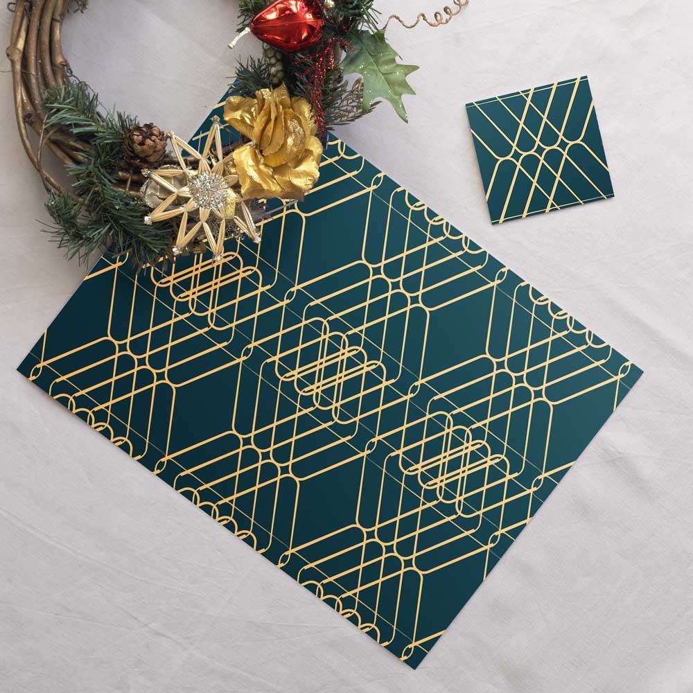 Ensemble sets de table et sous-verres Elina