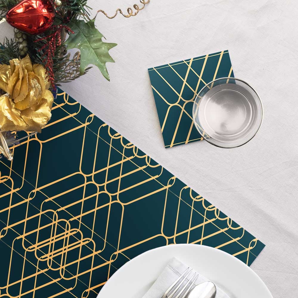 Ensemble sets de table et sous-verres Elina